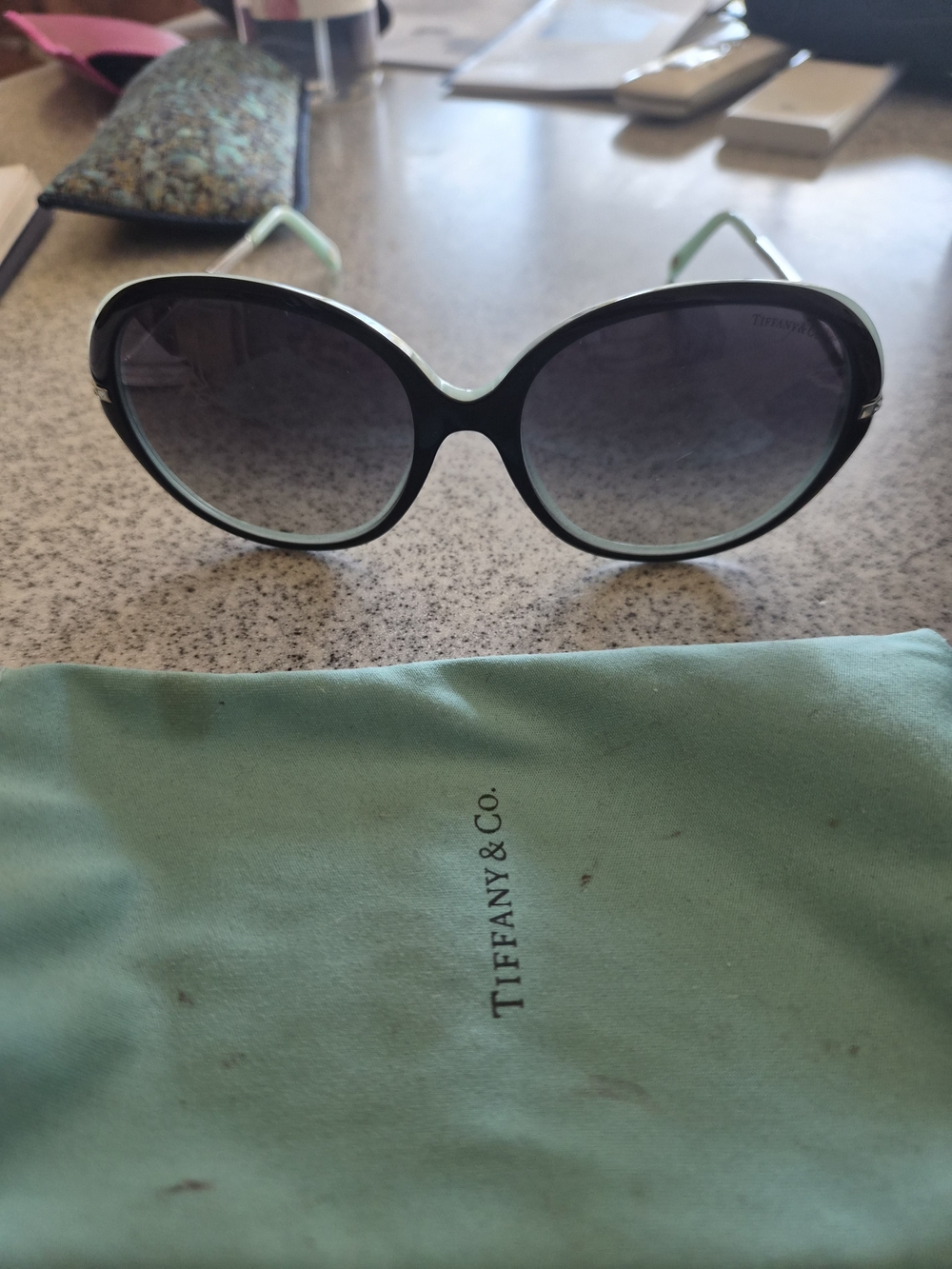 Authentic Tiffany & Co. TF4060-B Crystal Temple Sunglasses |Black & Tiffany Blue